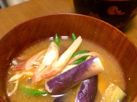 黒くならない*茄子と茗荷入り 夏のお味噌汁